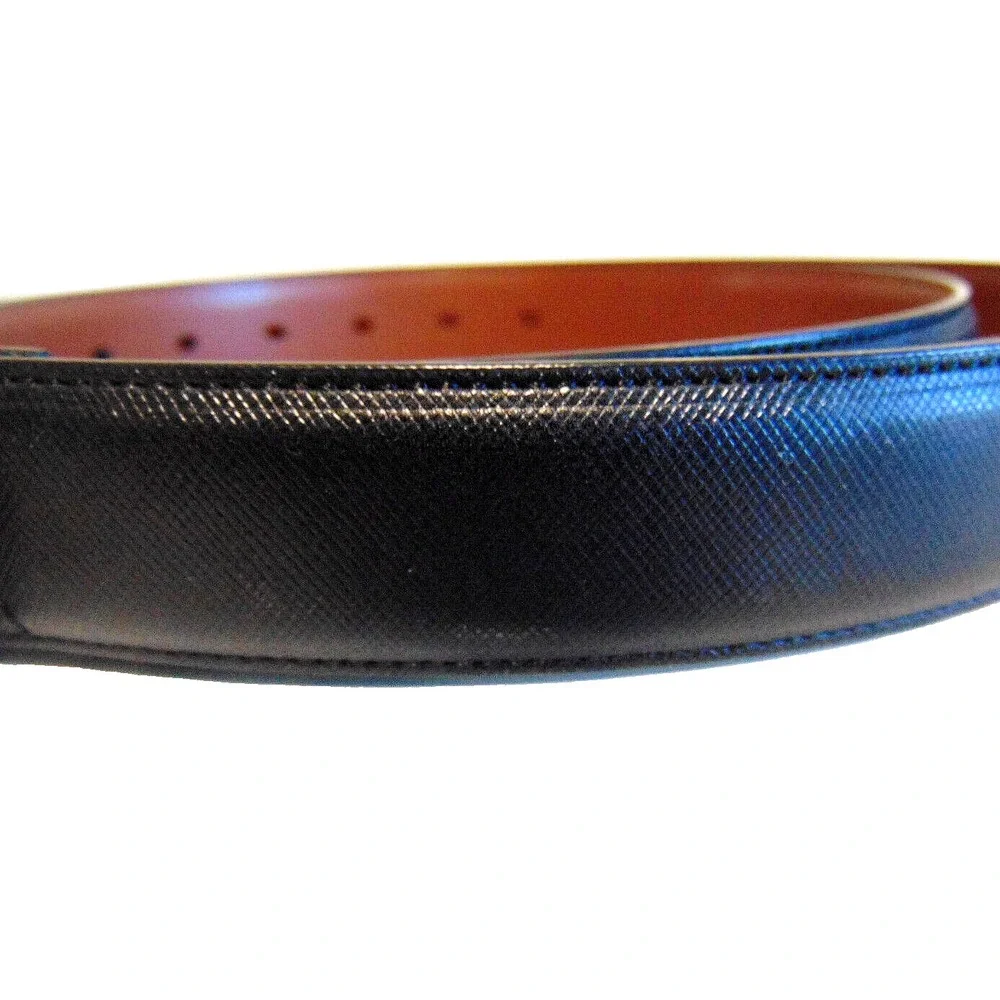 Men's Belt Black Size 42 Textured Bonded Leather Silver Buckle Perry Ellis